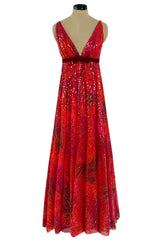 Spectacular 1960s William Travilla Plunging Sequin Covered Couture Silk Dress