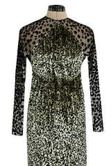 1994 Geoffrey Beene Leopard Print Chenille & Metallic Netting Dress
