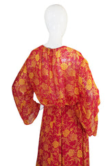 Documented 1976 Christian Dior Silk Chiffon Dress Set