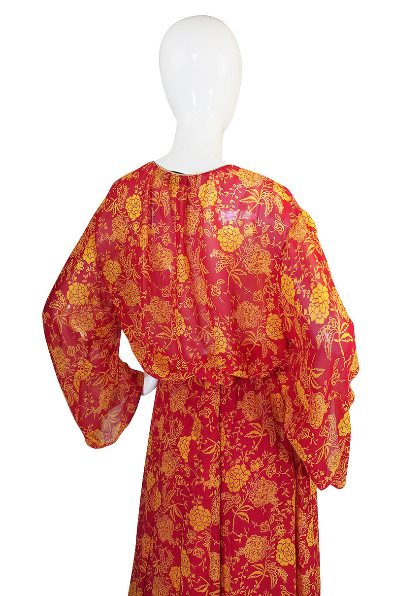 Documented 1976 Christian Dior Silk Chiffon Dress Set