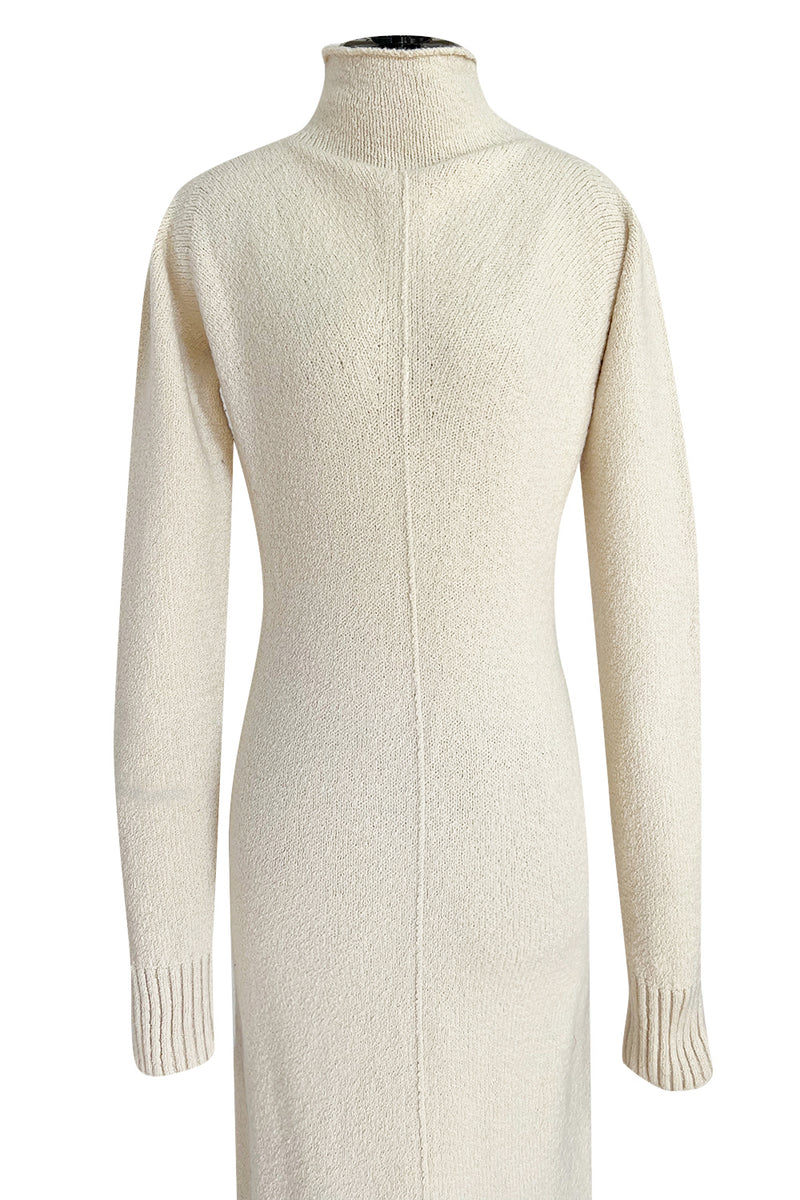 Warm & Cozy 2000s Celine by Pheobe Philo Cream Sweater Dress w High Ne Shrimpton Couture Warm & Cozy 2000s Celine by Pheobe Philo Cream Sweater Dress w High Ne Shrimpton Couture