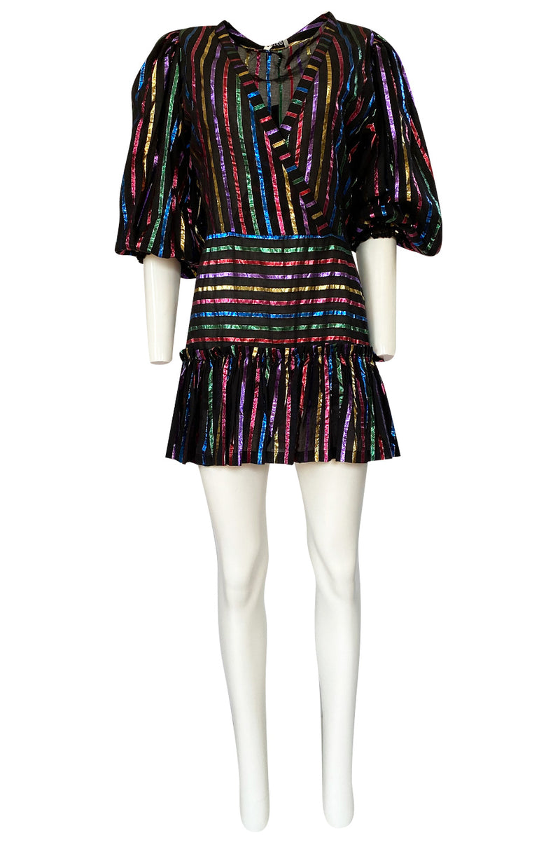 Spring 2019 Attico Metallic Rainbow Striped Mini Dress New with Tags