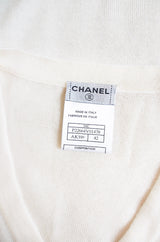 1980s White Cashmere Chanel Logo Sweater