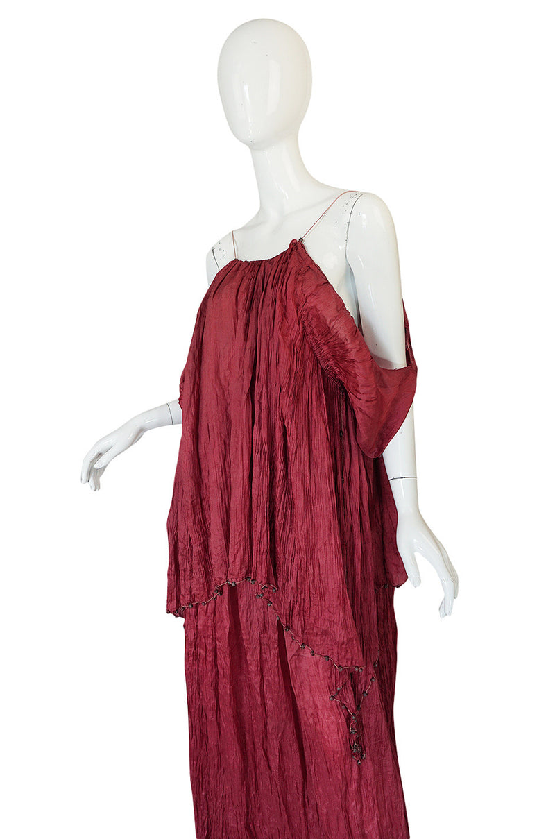 c1907-1920 Mariano Fortuny Pleated Muted Raspberry Silk Gown