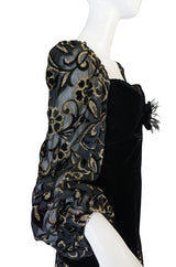 1971 Yves Saint Laurent Gold & Black Velvet Dress