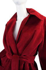 Custom Larger 1972 Red Ultrasuede Halston Suit