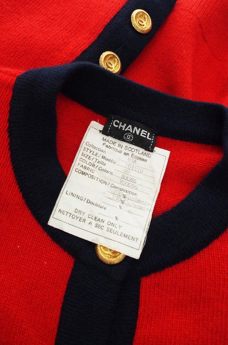 1993 Classic Red Chanel Cashmere Cardigan