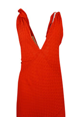 Late 1970s-1980s  Janice Wainwright Red Dotted Silk Bias Cut Dress
