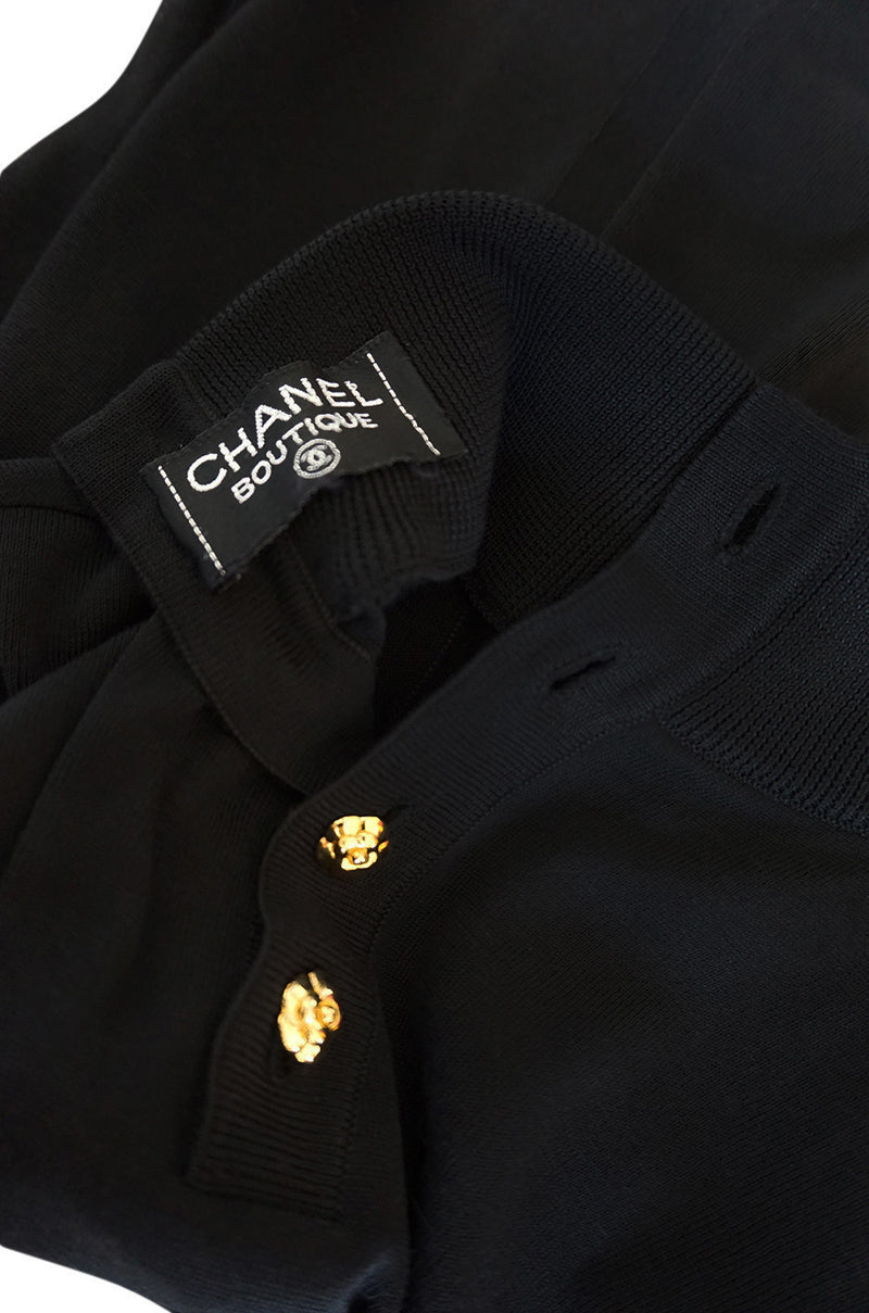 1990s Black Cashmere & Silk Knit Chanel Shell Top