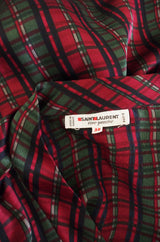 1970s Plaid Yves Saint Laurent Silk Top