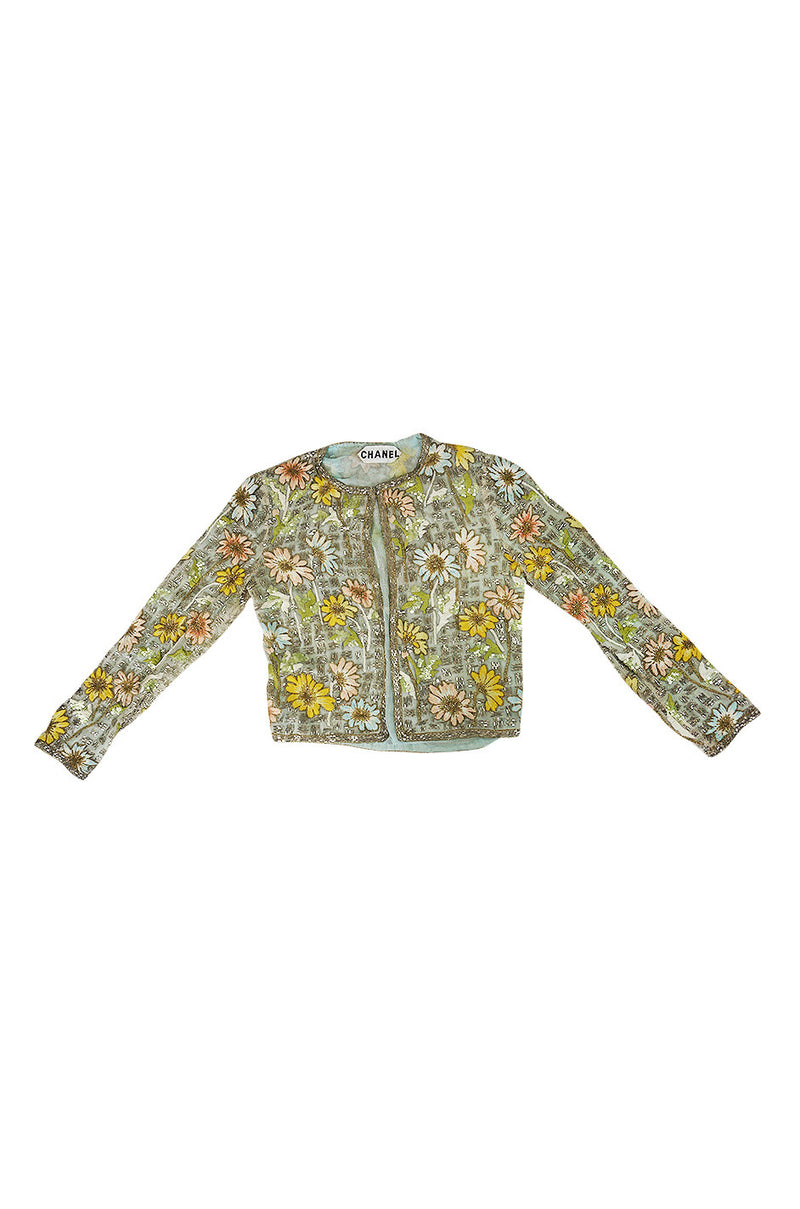 1970s Chanel Haute Couture Lesage Bead, Sequin & Embroidered Silk Jacket