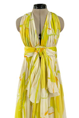 Beautiful 1973 Christian Dior by Marc Bohan Printed Silk Chiffon Dress