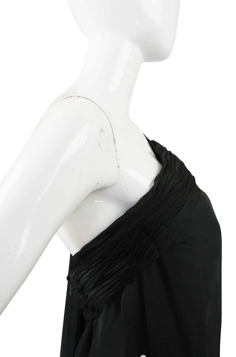 1980s Green Silk Chiffon Oscar De La Renta Gown