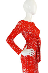 Museum Held Spring 1977 Halston Print Jersey Front Wrap Dress