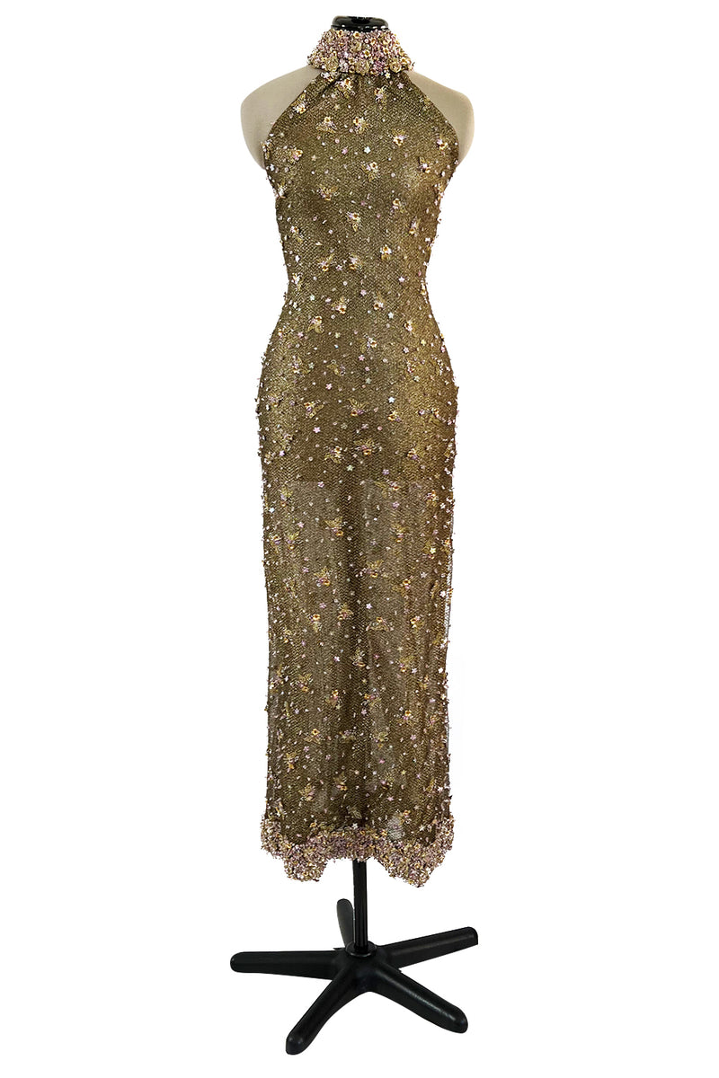 Incredible 1990s John Anthony Couture Gold Lame Mesh Beaded Dress w Be –  Shrimpton Couture