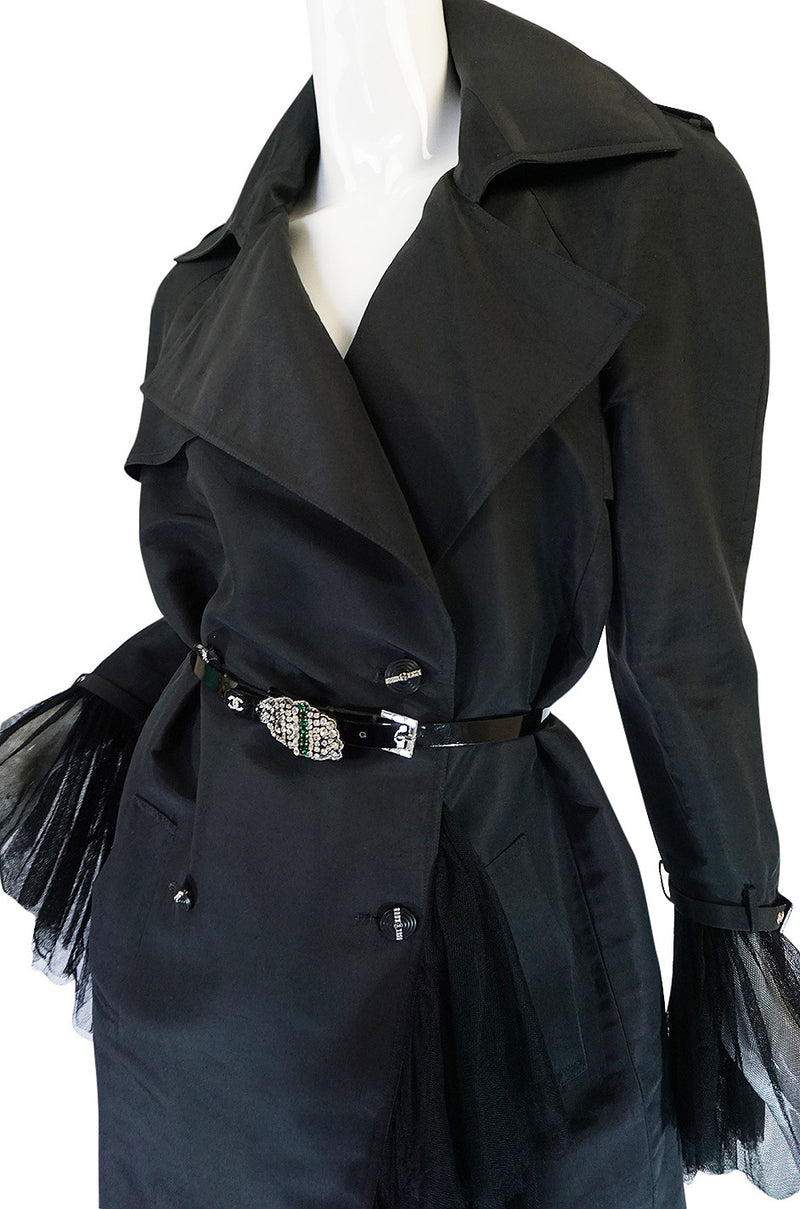 2006A Chanel Black Silk Tulle Edged Trench Coat – Shrimpton Couture