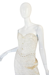 1980s Zandra Rhodes Gold & Cream Bustier Skirt Set