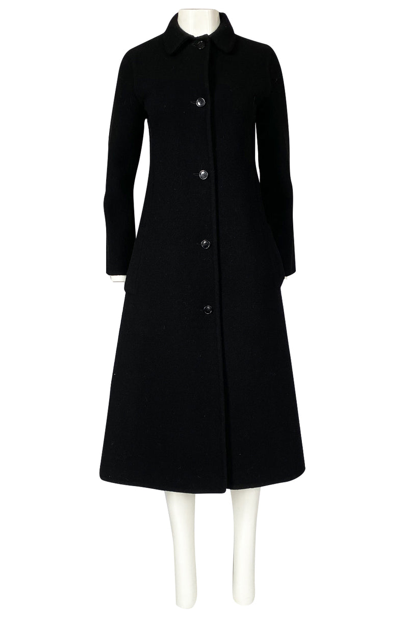 Early 1980s Halston Chic and Simple Black Wool & Cashmere Coat ...