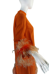 Spectacular 1960s Geoffrey Beene Silk & Feather Dress