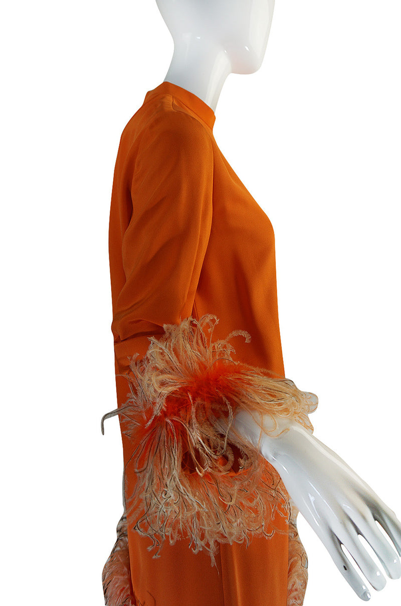 Spectacular 1960s Geoffrey Beene Silk & Feather Dress