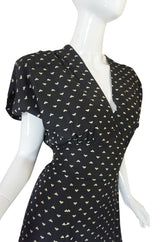 1980s Norma Kamali Black & White Full Skirted Dress