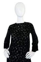 1970s Yves Saint Laurent Fused Velvet & Silk Chiffon Shift Dress