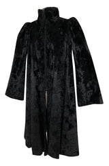 Documented 1973 Biba by Barbara Hulanicki Rare Maternity Label Black Faux Fur Swing Coat