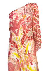 Recent Roberto Cavalli Printed Bias Cut Silk One Shoulder Dress