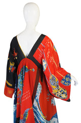 Rare, Early 1970s LaVetta Silk Scarf Caftan Dress