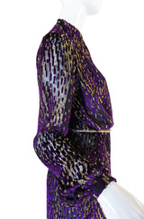 1970s Incredible Velvet Chiffon Lillie Rubin Dress