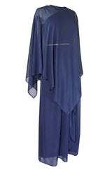 Museum Held 1975 Hubert de Givenchy Haute Couture One Shoulder Silk Dress w Matching Cape