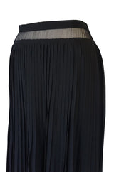 1970s Unlabeled Christian Dior Haute Couture Black Silk Chiffon Knife Pleated Skirt