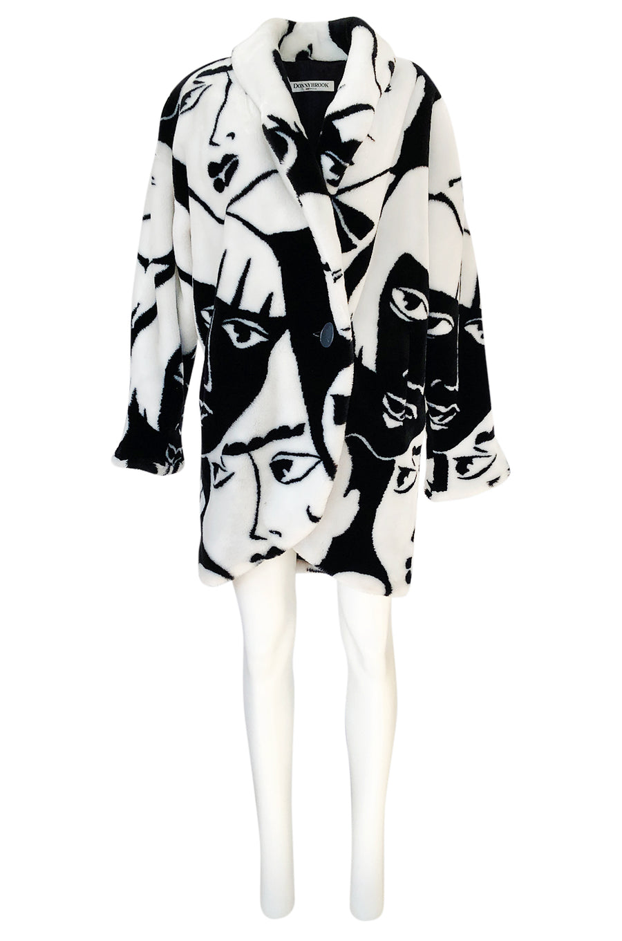 Vintage 1980s Donnybrook Faces Faux Fur Coat Flapper Girls