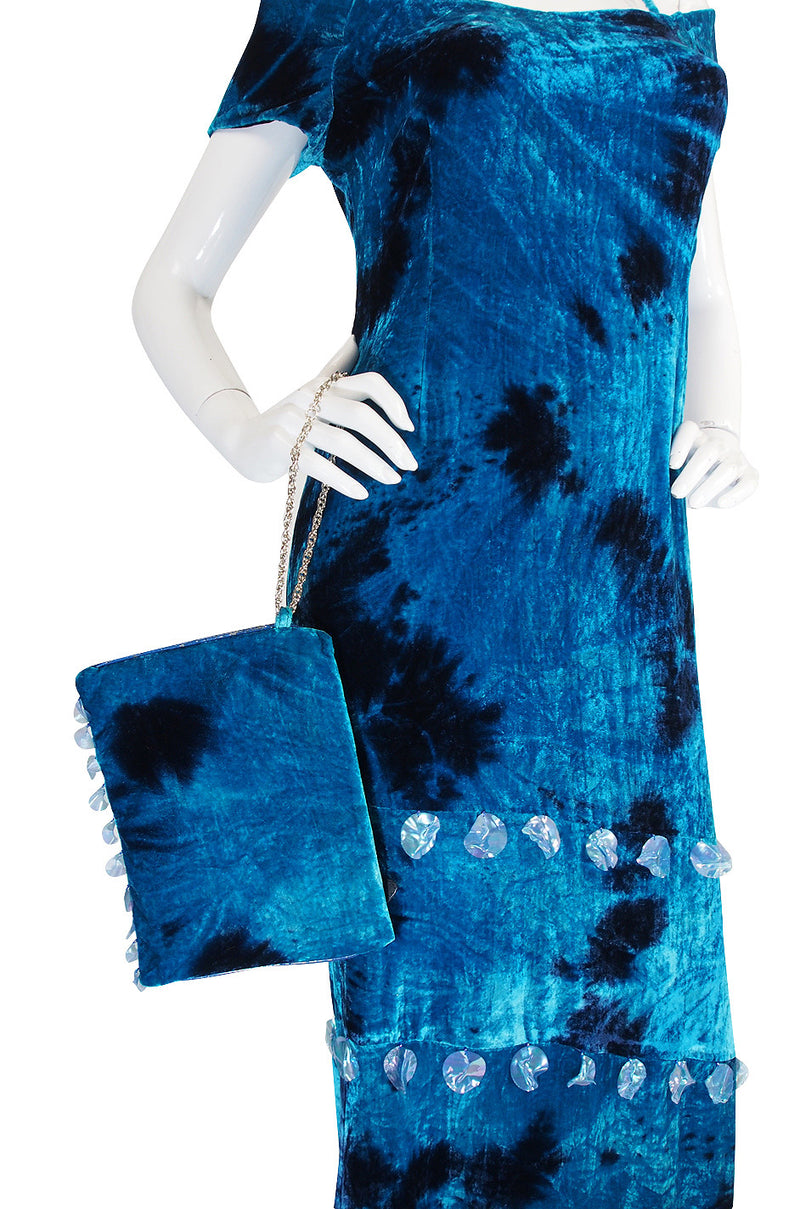 1990s Romeo Gigli Velvet & Disc Dress & Clutch