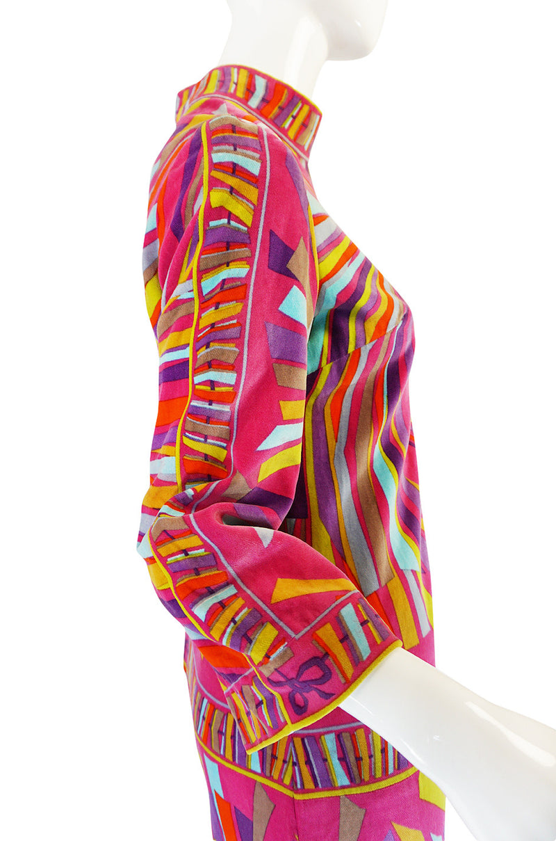 1960s Spectacular Vivid Pink Swirl Pucci Velvet Dress