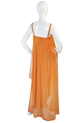 1970s Silk Chiffon Hem Yves Saint Laurent Dress & Capelet