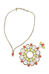 Exceptional 1960s Schreiner NY Poured Glass Brooch Necklace