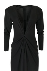F/W 1985 Yves Saint Laurent Ad Campaign Black Jersey Plunge Dress