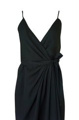 Early 1970s Polly Peck by Sybil Zelker Liittle Black Wrap Dress