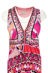 Recent 2000s Emilio Pucci Sleeveless Pink Printed Silk Jersey Dress New w Tags