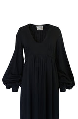 c.1969-1970 Ossie Clark Black 'Graduation' Front Plunge Dress