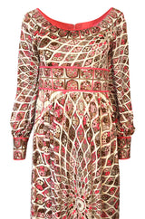 Extraordinary 1960s Emilio Pucci Silk Jersey Intricate Swirl Print Dress