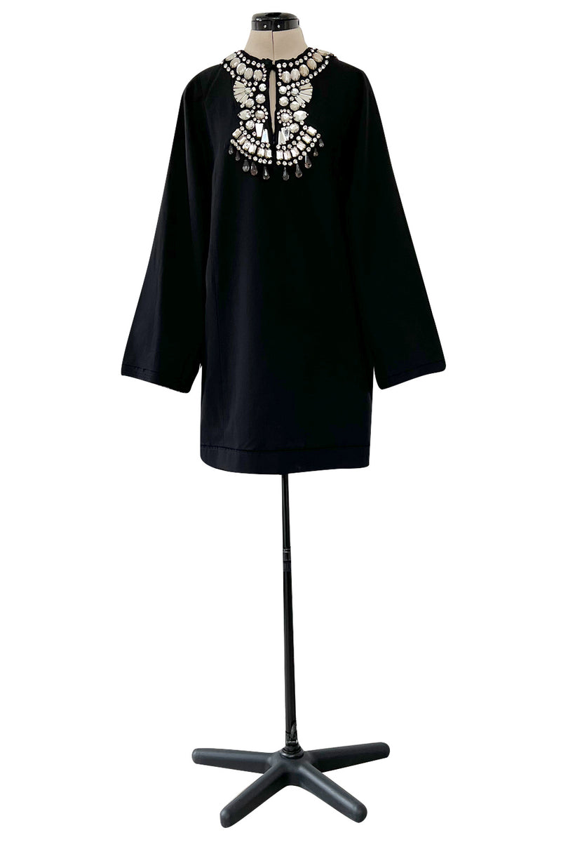 Fantastic Spring 2007 Lanvin by Alber Elbaz Black Tunic Mini Dress w Crystal Detailing