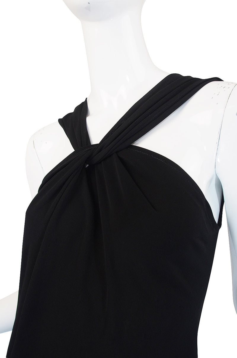 1990s Miss V Valentino Black Halter Gown