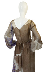Ethereal 1970s Silk Chiffon Print Hanae Mori Dress