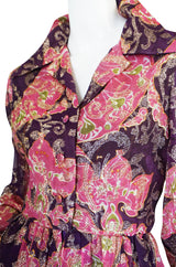 1970s Purple Metallic Oscar De La Renta Dress