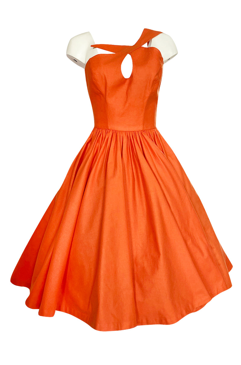 【2024】お歳暮・冬ギフト One Mugler Thierry 1980s Shoulder Cotton Orange Sculpted ワンピース