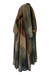 c.1974 Valentino Boutique Nubby Wool Oversized Check Cape
