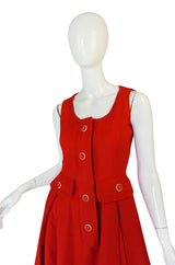 1960s Geoffrey Beene Boutique Red Linen Dress