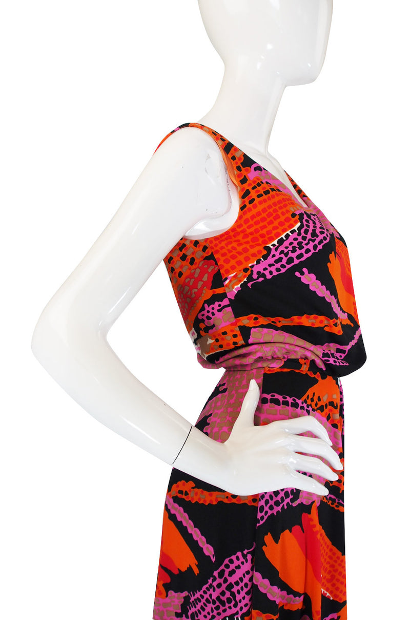 1970s Print Dynasty Jersey Jumpsuit